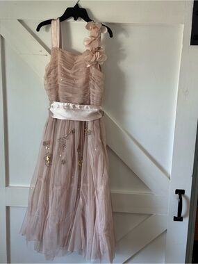 NEXT Blush Pink Floral-Appliqué Tulle Party Dress